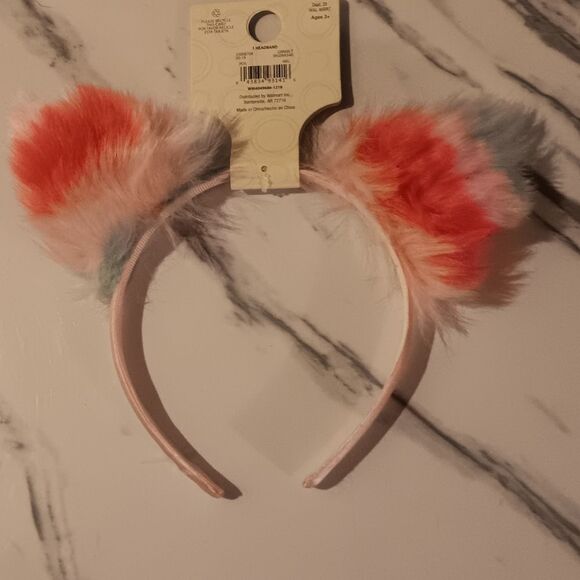 Fluffy Multicolor Cat Ear Kids Headband - Picture 2 of 2